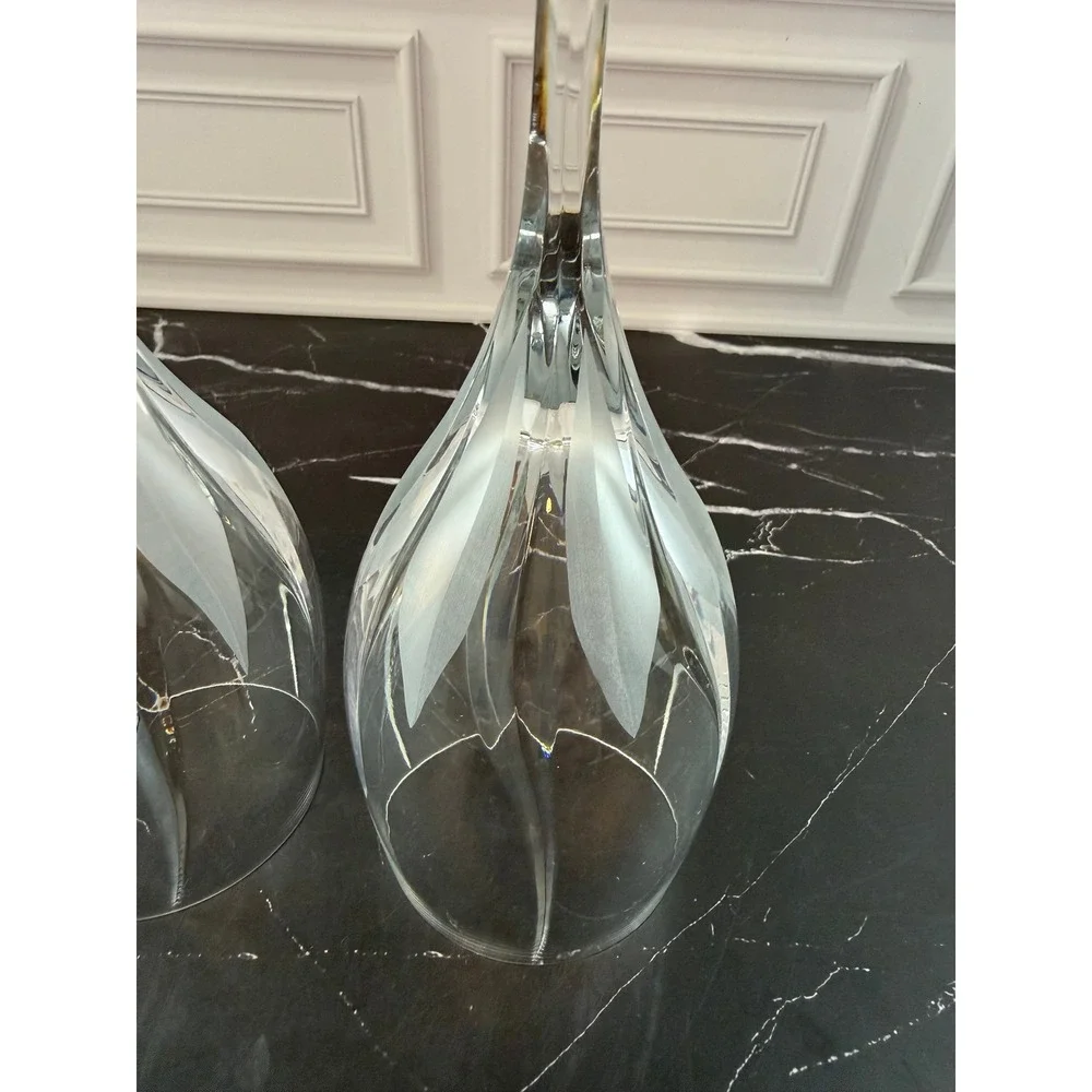 Mikasa Crystal Flame D'Amore Wine Glasses Set of TWO MINT! 9in.